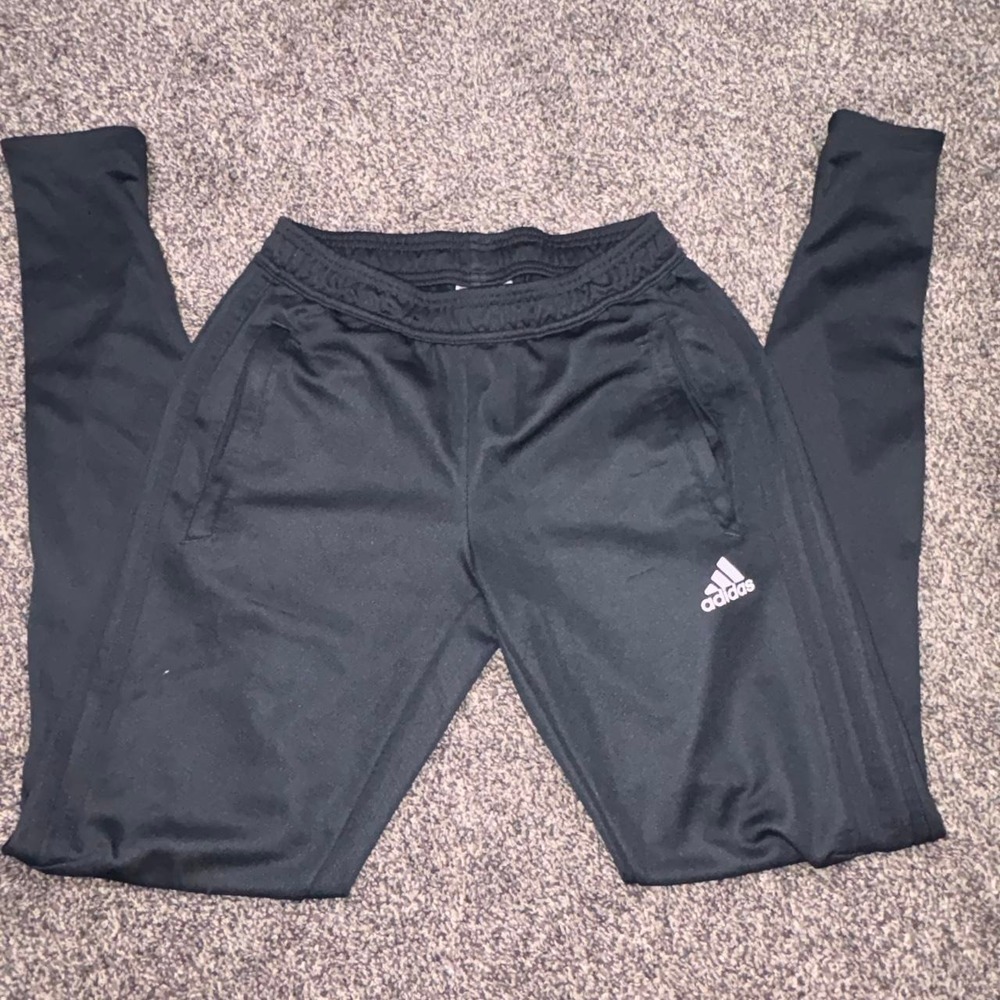 Adidas black joggers with three stripes, size XS